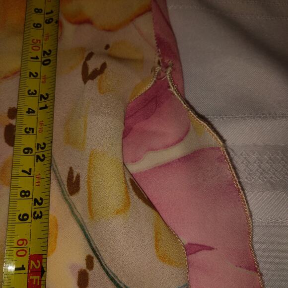 Ashley Stewart Yellow Skirt PLUS Sz 22 Floral Assymetrical Sheer Lined Flowy - Picture 11 of 16